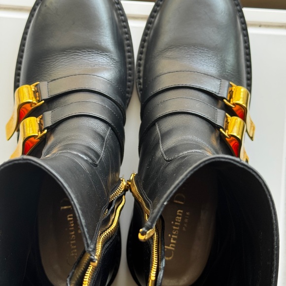 Dior Black Leather Footwear with Gold Details - Picture 10 of 12